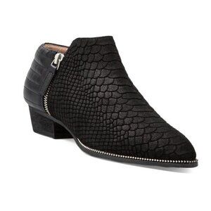 Senso Britney V Boots Booties Biker Moto Snakeskin Embossed Zipper Leather Black